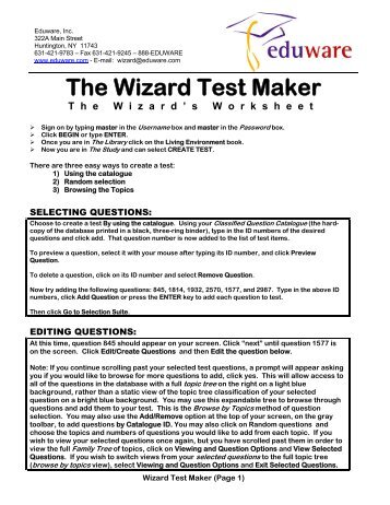 The Wizard Test Maker - Eduware