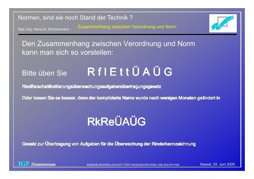 20090624 Vortrag Normen - Sind sie noch Stand ... - IGF Zimmermann