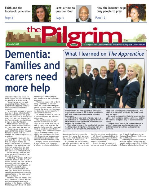 Issue 03 - The Pilgrim - March 2012 - The newspaper of the Archdiocese of Southwark