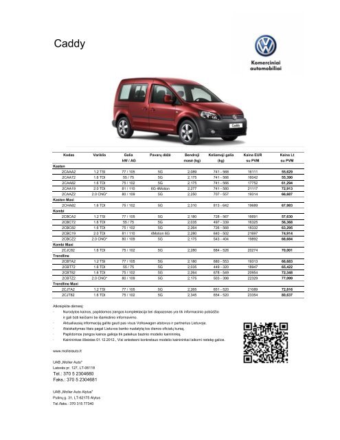 Caddy - Moller Auto Alytus