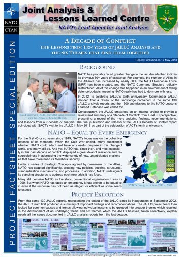 A Decade of Conflict factsheet - Joint Analysis and Lessons Learned ...