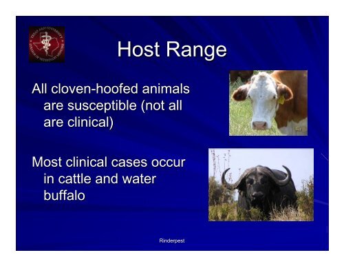 Rinderpest Powerpoint - College of Veterinary Medicine - Texas ...