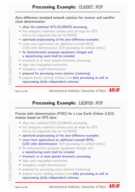 New processing examples - Bernese GNSS Software