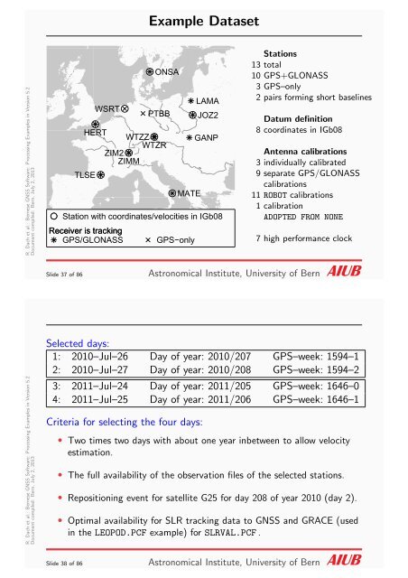 New processing examples - Bernese GNSS Software