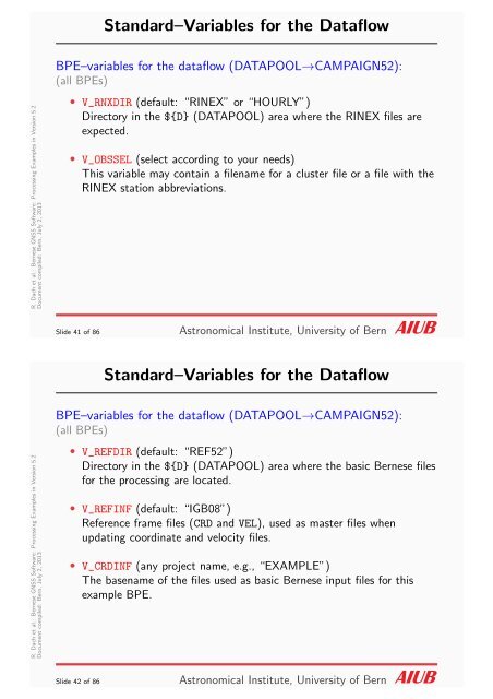 New processing examples - Bernese GNSS Software