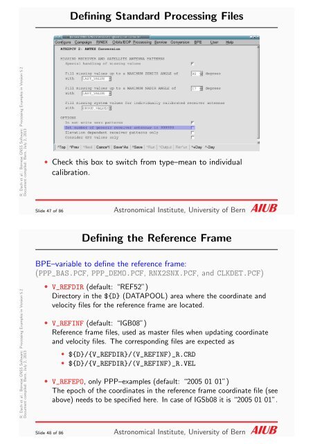 New processing examples - Bernese GNSS Software