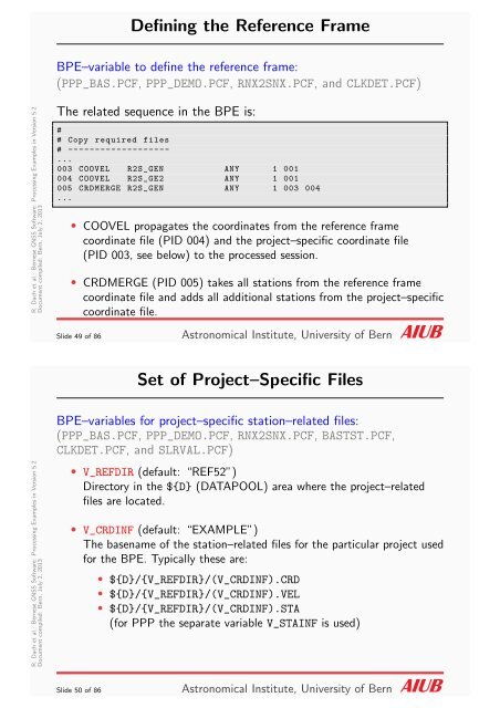 New processing examples - Bernese GNSS Software