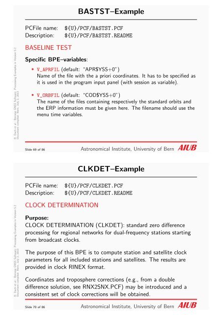 New processing examples - Bernese GNSS Software