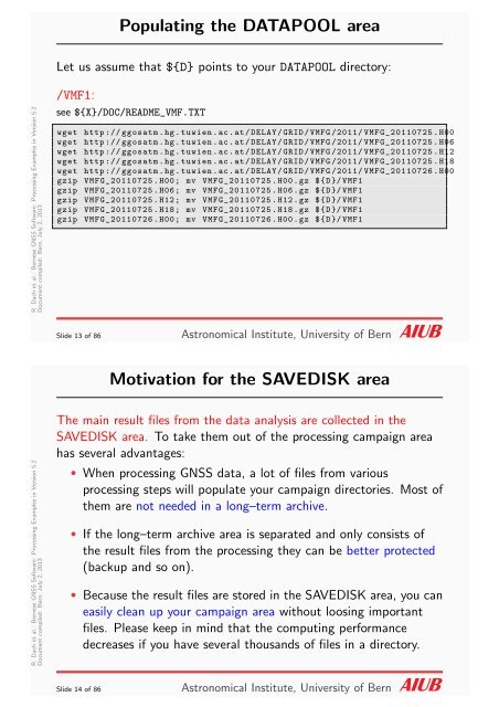 New processing examples - Bernese GNSS Software