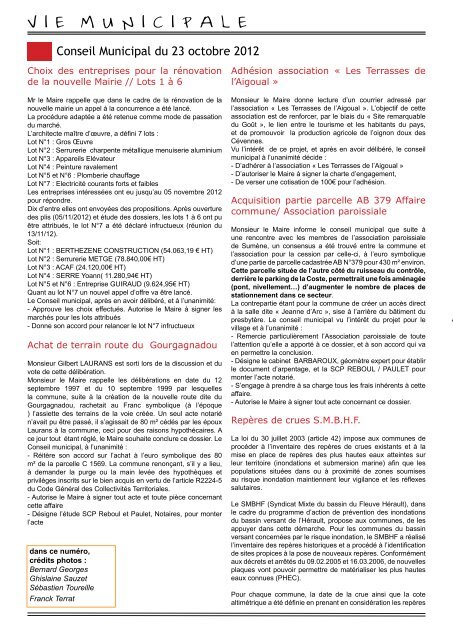 Bulletin municipal février 2013 - Site officiel de la mairie de Sumène