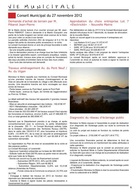 Bulletin municipal février 2013 - Site officiel de la mairie de Sumène