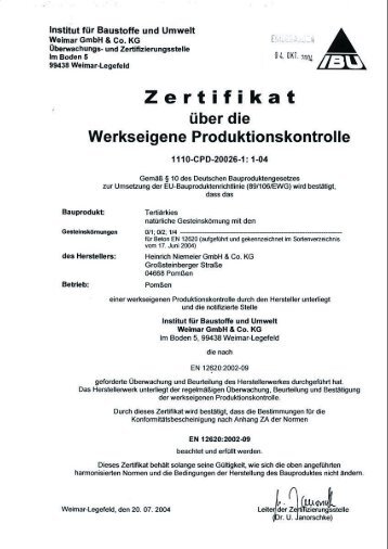 WPK-Zertifikate - Heinrich Niemeier GmbH & Co. KG