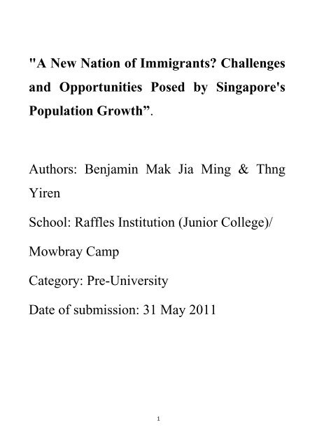 Benjamin Mak and Thng Yi Ren - Economic Society of Singapore