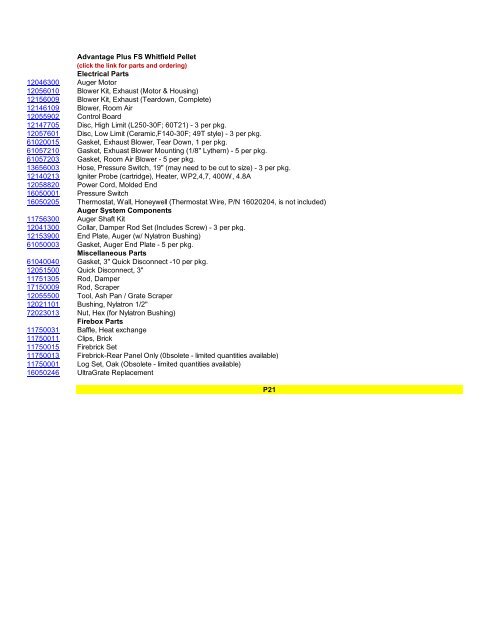 Fireplaces Accessories Replacement Parts Part 12041300