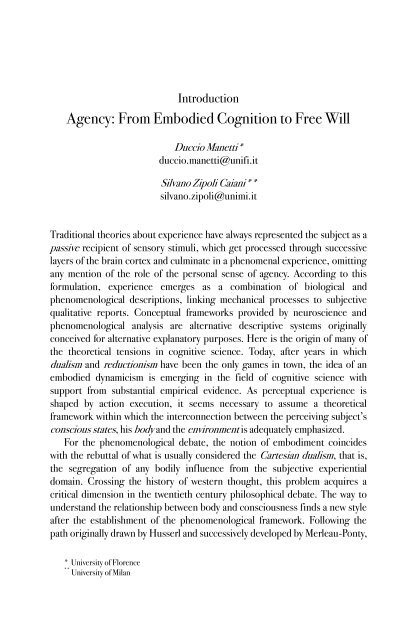 From Embodied Cognition to Free Will - Humana.Mente