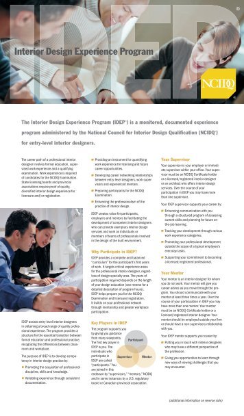 IDEP - NCIDQ. National Council for Interior Design Qualification