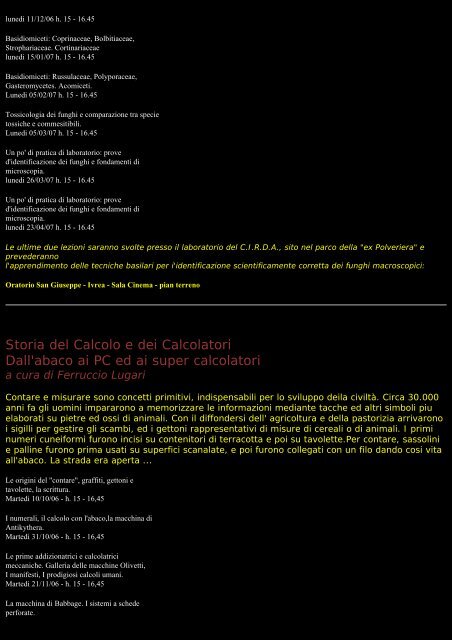 PROGRAMMA dei CORSI - uni3ivrea.it