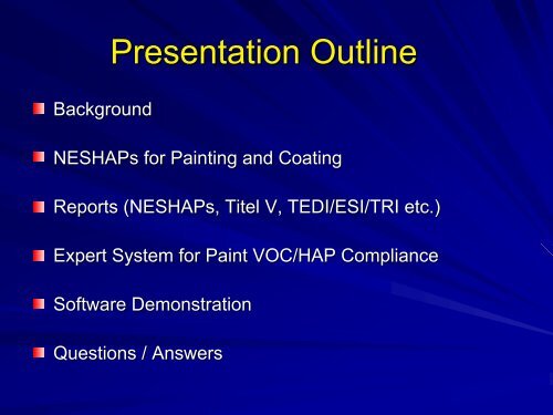 Expert System for Paint VOC/HAP Compliance Presented by - NSRP