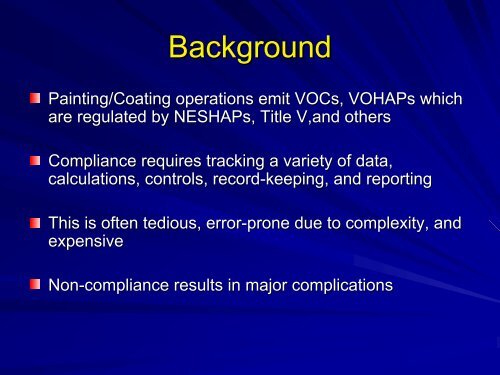 Expert System for Paint VOC/HAP Compliance Presented by - NSRP