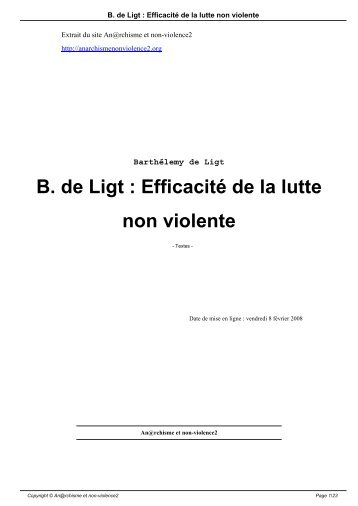 B. de Ligt : EfficacitÃ© de la lutte non violente - Anarchisme et non ...