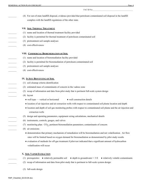 Remedial Action Plan checklist - Florida Department of ...