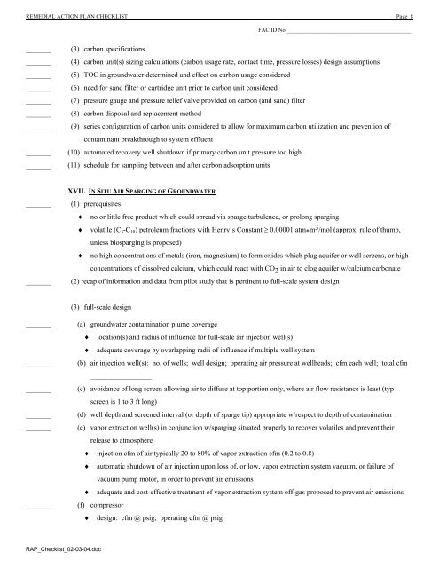 Remedial Action Plan checklist - Florida Department of ...