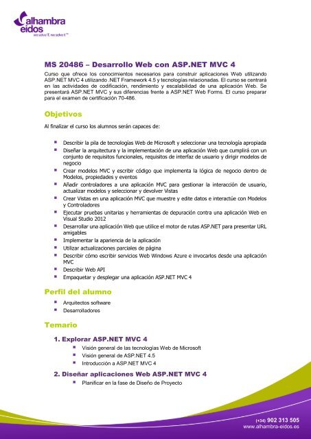 Desarrollo de aplicaciones Web con ASP.NET ... - Alhambra-Eidos