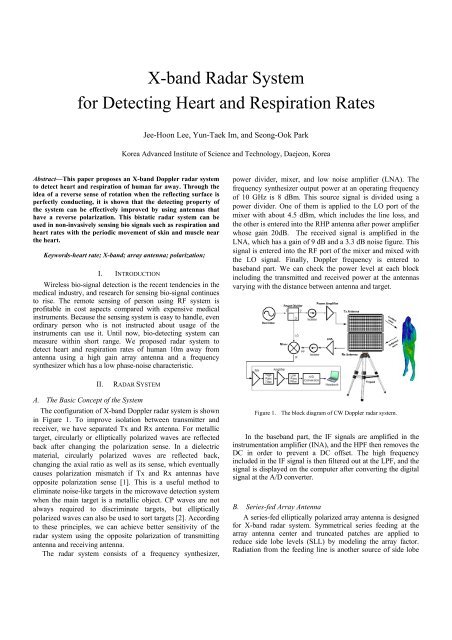 X-band Radar System for Detecting Heart and Respiration Rates