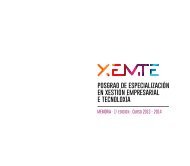 MEMORIA I Edición XEMTE (Posgrao de especialización en xestión empresarial e tecnoloxía)