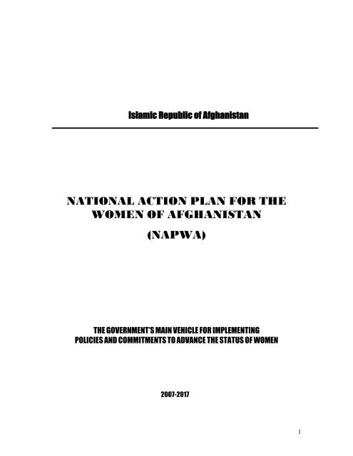 National Action Plan for the Women of Afghanistan - The Secretary ...