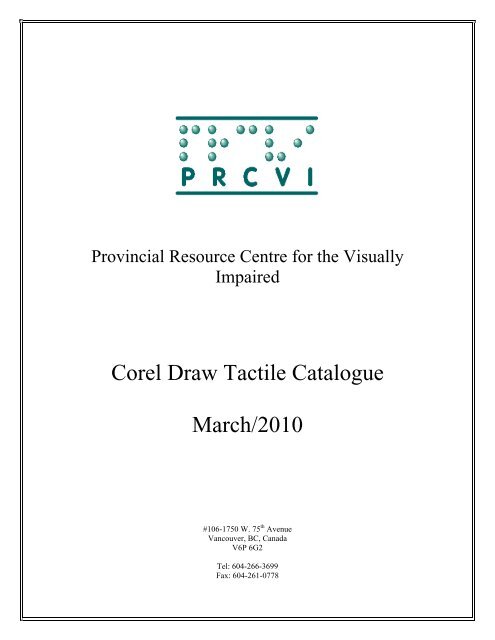 Corel Draw Tactiles Catalogue Table of Contents (PDF) - Provincial ...