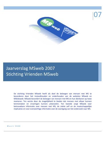 Het jaarverslag van de stichting Vrienden MSweb 2007 in PDF