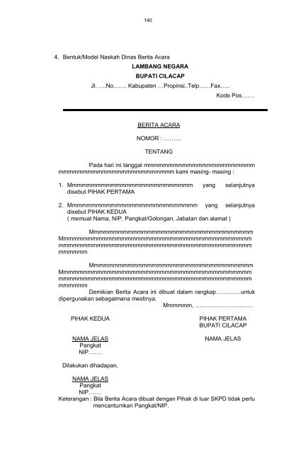 139 X. BERITA ACARA.