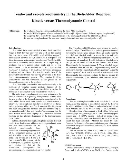 Endo And Exo Stereochemistry In The Diels Alder Reaction