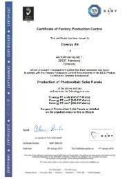 Certificate of Factory Production Control Production of ... - Conergy AG