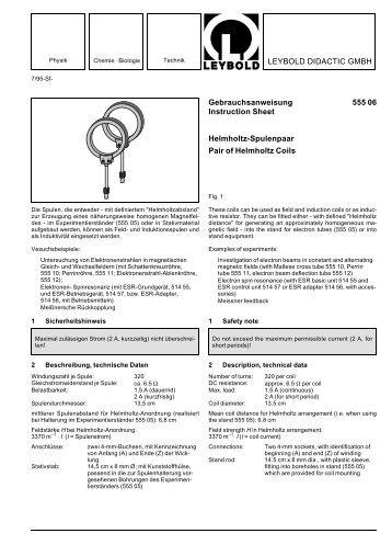 LEYBOLD DIDACTIC GMBH Gebrauchsanweisung 555 06 ...