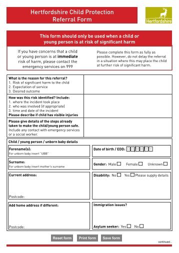 Hertfordshire Child Protection Referral Form Hertfordshire Child ...