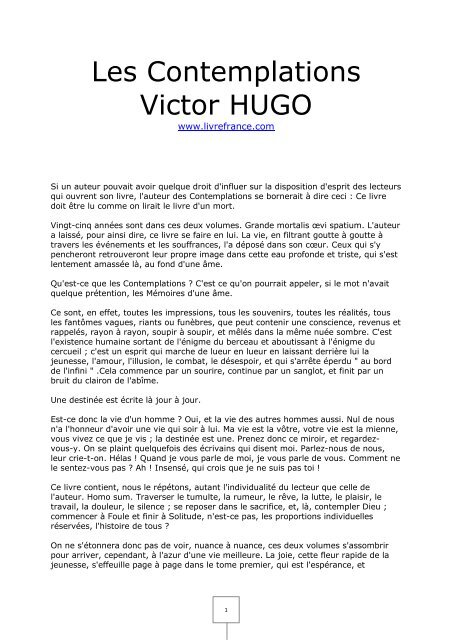 Les Contemplations Victor Hugo Livrefrancecom