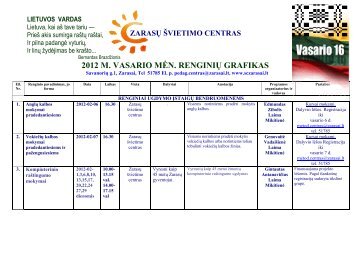 2012 m. vasario mÄnesio renginiai - ZarasÅ³ Å¡vietimo centras