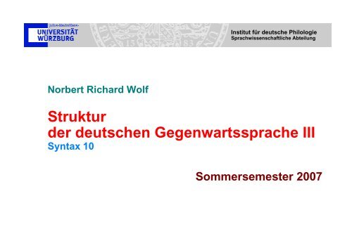Struktur der deutschen Gegenwartssprache III - Germanistik