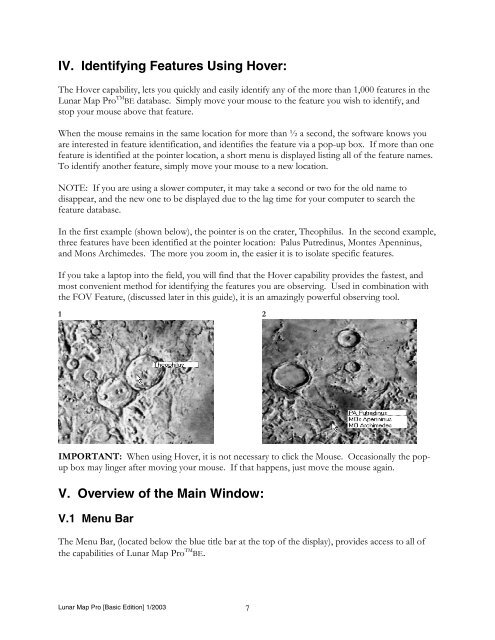 Lunar Map Pro Basic Edition User Guide - Reading Information ...