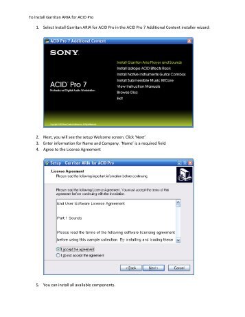 Install Garritan ARIA for ACID Pro 7 - Sony Creative Software