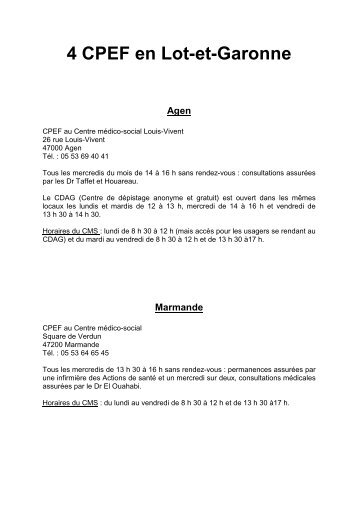 4 CPEF en Lot-et-Garonne Agen