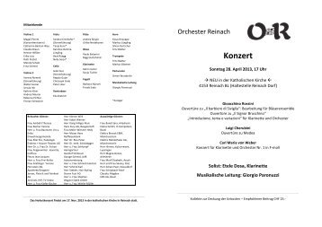 Programmheft - Orchester Reinach