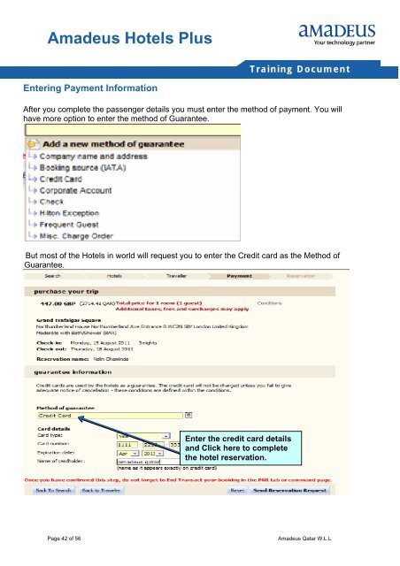 Amadeus Hotels Plus Training Document