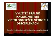 vyuÅ¾itÃ­ spalnÃ© kalorimetrie v biologickÃ½ch vÄdnÃ­ch disciplÃ­nÃ¡ch