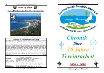 Chronik 10 Jahre Vereinsarbeit - Glowe