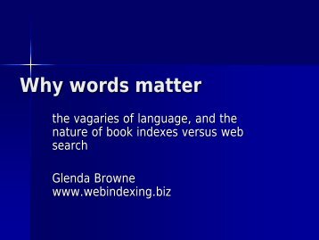 Why words matter - Web Indexing