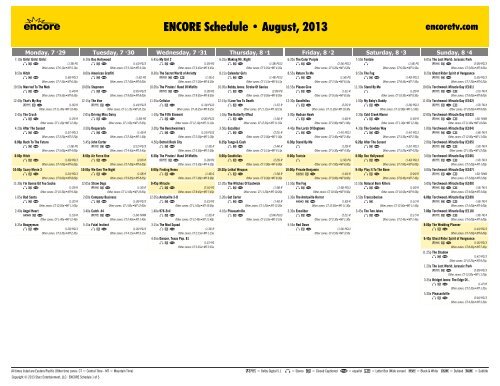 ENCORE Schedule - August, 2013 - Starz