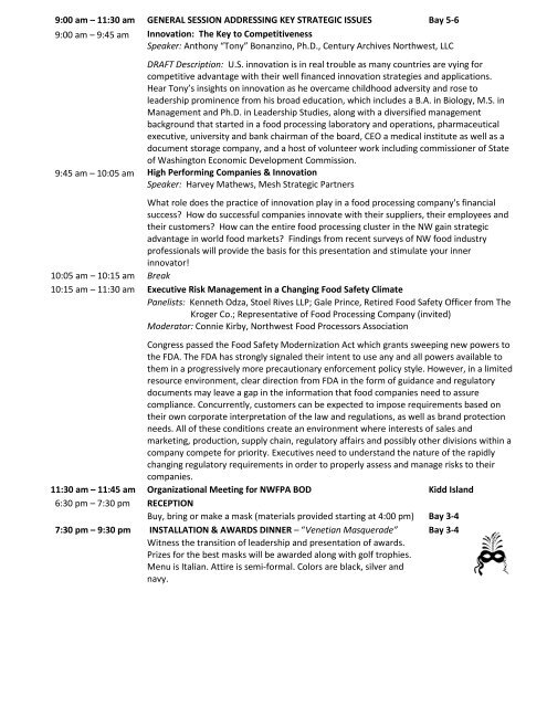 Executive Business Summit - Northwest Food Processors Association